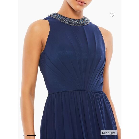 Mac Duggal Embellished Jewel-Neck Sleeveless A-Line Gown in Midnight NWT Size 12 - Picture 4 of 7
